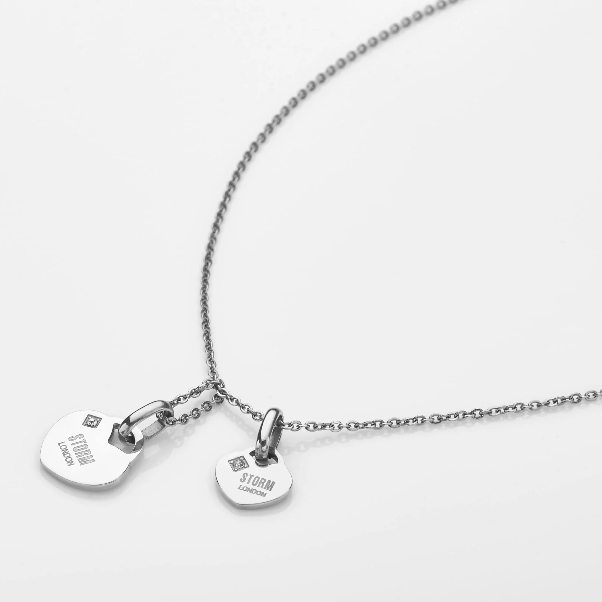 DOUBLE HEART NECKLACE SILVER