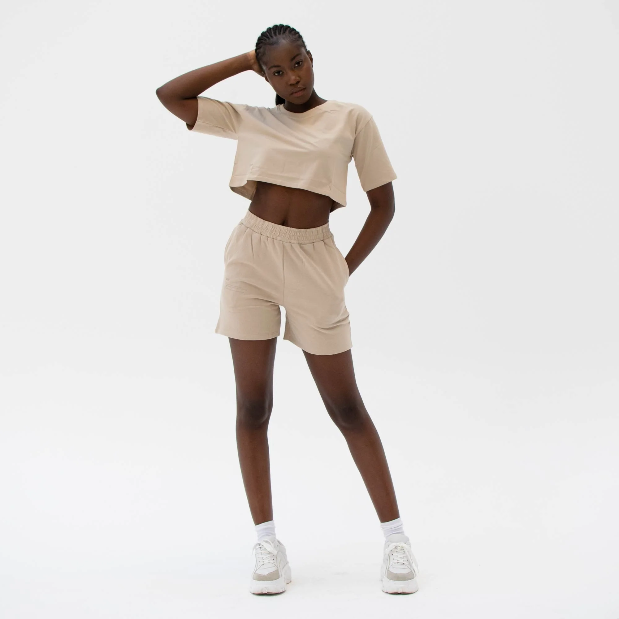 ESSENTIAL 5” SWEAT SHORTS SAND - Image 3