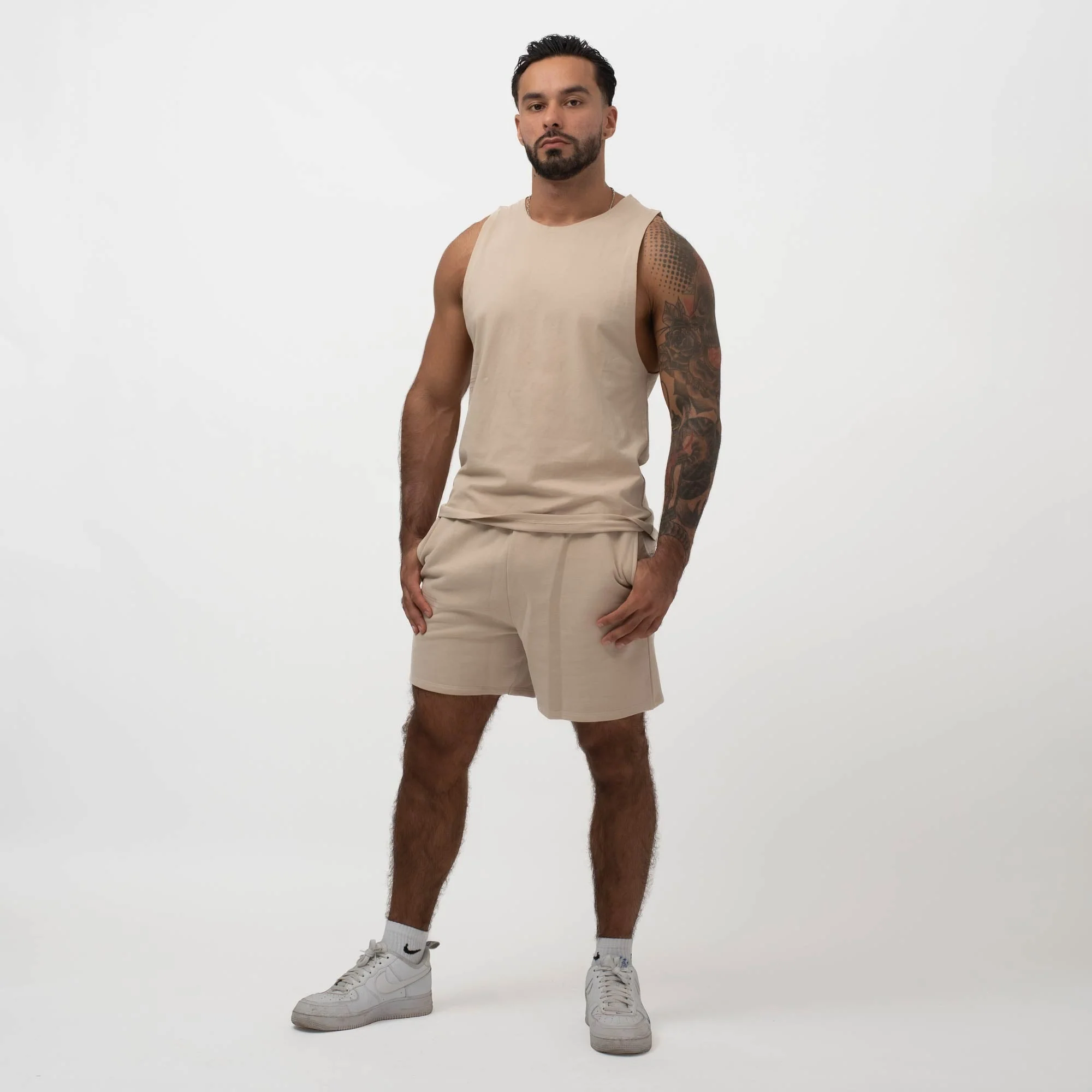 ESSENTIAL 5” SWEAT SHORTS SAND - Image 4